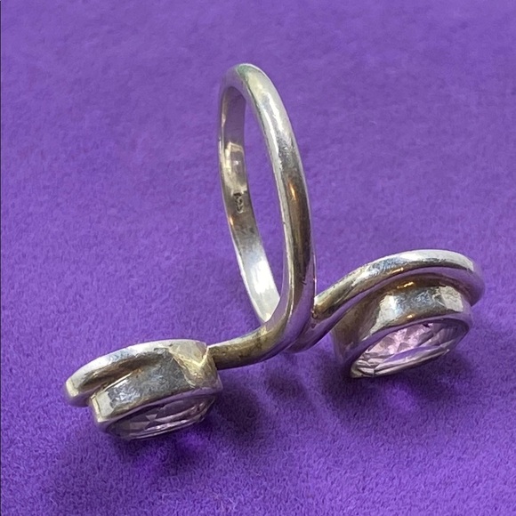 💛 Handmade Sterling Silver Amethyst Tear Drop Swirl Ring - Picture 3 of 6